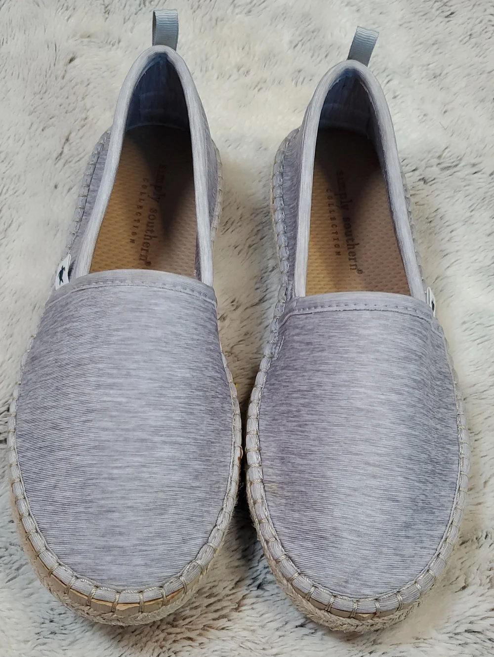 Simply Southern Heather Gray Slip-On Espadrilles W/ A Rope Midsole. 6